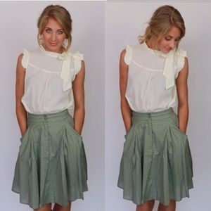 Medium Green polka dotted high waisted skirt